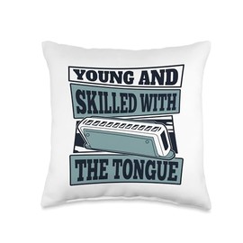 Chromatic Harmonica Accessories Set Beginner Gifts Young and Skilled with The Tongue Harmonist Harmonica Throw Pillow, 16x16, Multicolor