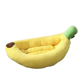 Dog Bed Soft Skin Friendly Removable Washable Cartoon Banana Shape Pet Cushion Bed for Puppy Cat Single Banana Nest 60x35x10cm / 23.6x13.8x3.9in (About 650g/22.9oz )