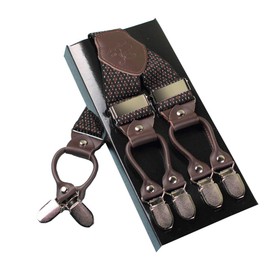 Kangdai Men's Suspenders, 6 Clips Heavy Duty Men Braces Y Back 10 Colours Durable Elastic Adjustable Suspenders Thick Metal Clips -