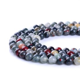6MM 8MM 10MM 12MM 14MM Natural African Blood Stone Round Gemstone Loose Beads For Jewelry Making (6MM)