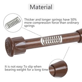 Spring Curtain Tension Rods, 6 Pack Cupboard Bars Tensions Rods 16 to 28 Inches Adjustable Extension Rod for Bathroom Window Closet Wardrobe Bar DIY Projects (Wood, 16-28 in-6 Pcs)