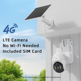 bizv 4G LTE Cellular Security Camera Wireless Outdoor,4MP Solar Powered No WiFi Security Camera, Color Night Vision, Smart Detection,Two Way Audio,Local/Cloud Storage(White) (P15N)