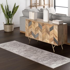 nuLOOM 2' x 6' Splashguard Machine Washable Area Rug with Waterproof Spill Proof Surface, Non Slip Backing and Stain Resistant for Living Room, Bedroom, Kitchen, Dining Room, Vita Grey