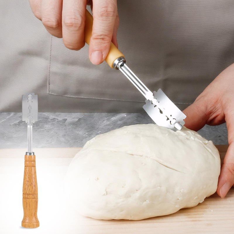 wlertcop 2-Piece Kitchen Baker Lame Bread Slicer Tool with 10