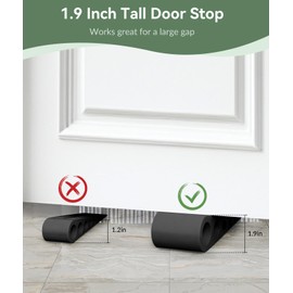 Heavy Duty Door Stopper, Optish 1.9 Inches Rubber Door Stop, Door Stoppers for Bottom of Door, Large Door Stopper Wedge for Home Office School (Black)