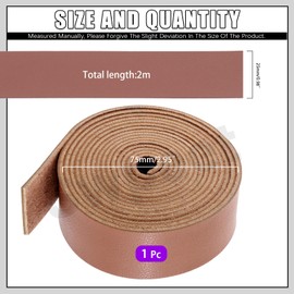 Swpeet Caramel Color 1 Inch Wide 80 Inches Leather Strap, Single Sided Full Grain Leather Strips Cord String, Long Flat Leather Belt Strips Ideal for DIY Craft Projects, Clothing, Jewelry, Wrapping