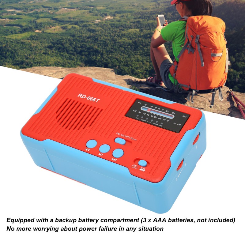 Emergency Radio Solar Powered Hand Crank AM FM Multifunction Portable