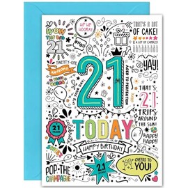 21st Birthday Card - Large A5 Size - Fun b'day card for Granddaughter Son niece
