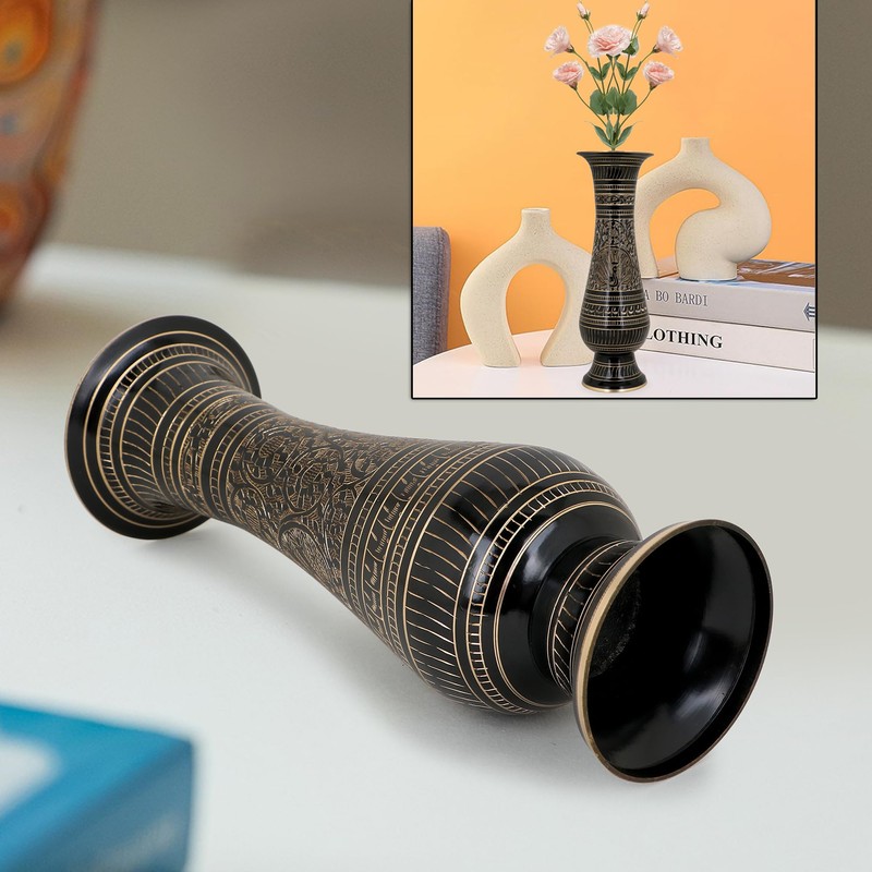 Zap Impex Carving Work Brass Flower Vase For Home Office