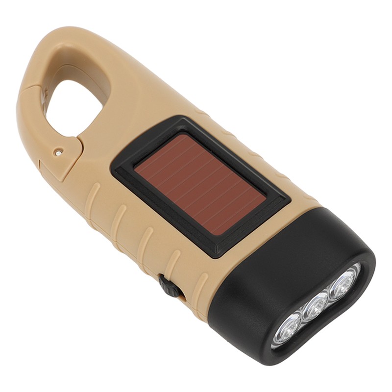 Hand Crank Solar Powered Flashlight Emergency Rechargeable LED Flashlight Self