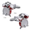 QINGANRAN Drum Set Cufflinks and Tie Clip Set, Silver Red