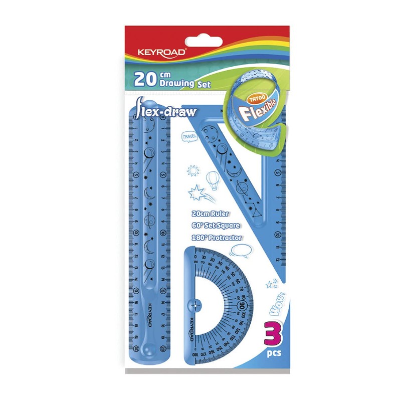 KEYROAD Geometry Set Flexible/Flex-Draw with Graphic/Maths Set 3 Pieces: 1