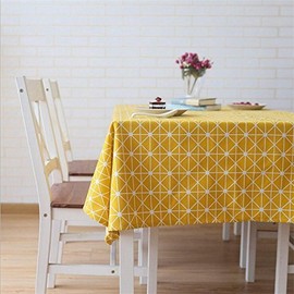 meioro Table Cloth, Rectangular Tablecloth, Cotton Linen Table Cover, Simple Twill Tablecloths, Tablemat Suitable for Home Kitchen Decoration, Various Sizes(Yellow,120×120cm)