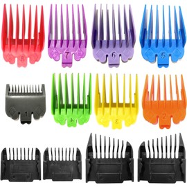 KOGUNXU 12 Pack Clipper Guards Cutting Guides w/Metal Clip/Color Coded for W*ahl Clipper 79445/79524-3001/79608/ 79600-2101/79607/ 79434/79467-1/24 Inch to 1 Inch