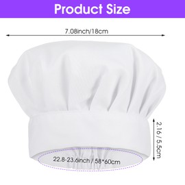 Ymapinc White Chef Hat Adjustable Chef Hat Micro Elastic Baker Hat Kitchen Grill BBQ Cooking Chef Cap for Adult Men Women Costume Accessories Reusable Washable Cook Hat 22cm High