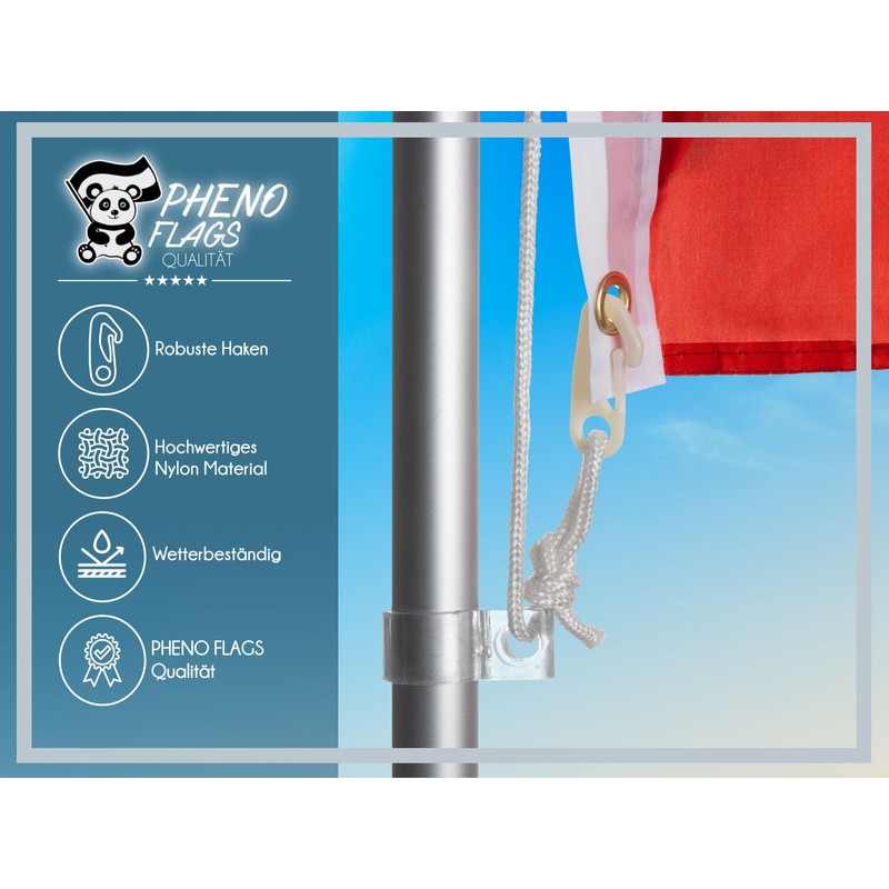PHENO FLAGS 15 m Flag Rope for Flagpole with Hooks,