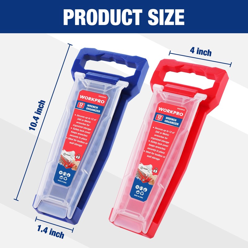 WORKPRO 2-Piece Wrench Organizer, 24-Slot Plastic Wrench Holder Set with