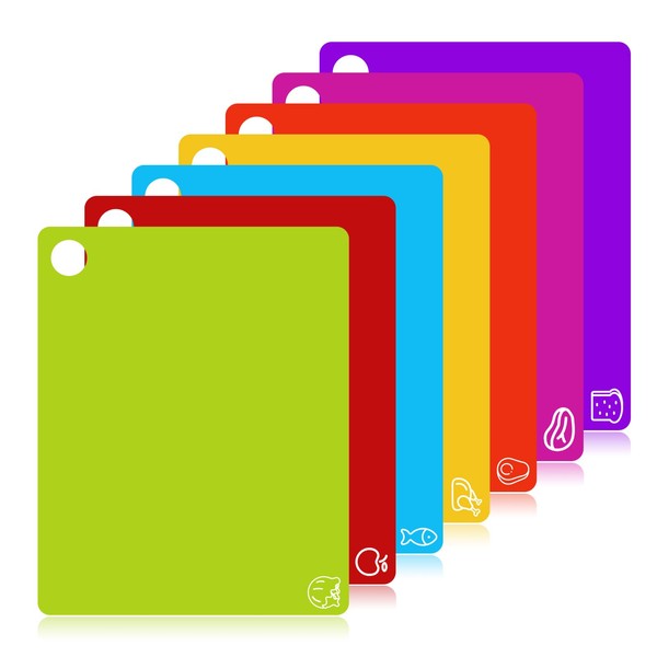 GoodLuck 7 Pieces Flexible Cutting Boards with Hanging Hole, BPA