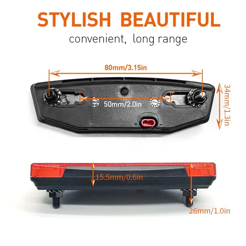 Electric Bike Tail Light, 6V‑60V LED Light Electric Bicycle Tail