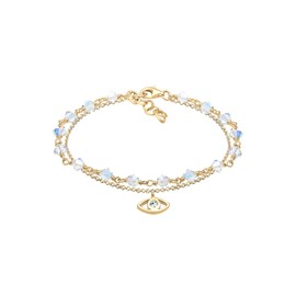 Elli Women's Evil Eye Bracelet with Crystals in 925 Sterling Silver Gold-Plated, Facet cut, Crystal