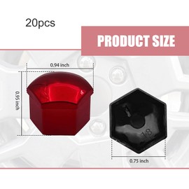 MLY 20 PCS Lug Nut Covers, 17MM Hexagonal Nut Covers with Removal Tool, Wheel Center Bolt Caps, Car Lug Nut Caps for Automotive Exterior Decorative Accessories (Red)