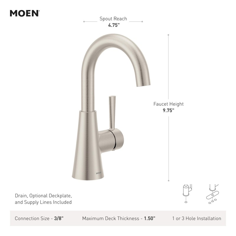 Moen Ronan Matte Black One-Handle Single Hole Modern Bathroom Sink