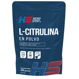 Hero Sport L Citrulina Malato pura y natural en polvo 300g. Ratio Ideal 2:1, 100 porciones por Envase, mas de 3 meses de Consumo, Scoop Incluído, Bottle Free.