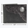 American Bison Tooled Side Bifold Wallet with Conchos–Oil Pull Up