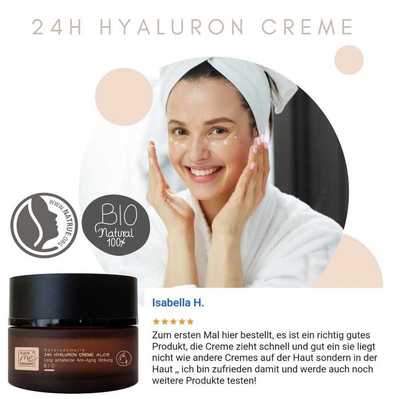 24h Anti-Ageing Hyaluronic Cream Aloe 50 ml Organic Natural Cosmetics