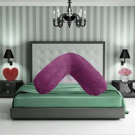 Teddy Bear V Shaped Fleece Pillowcase Cover Orthopaedic Maternity Pregnancy Nursing Super Soft 100% Polyester Pillowcase V Cover Plum 30cm x 78cm Approximate