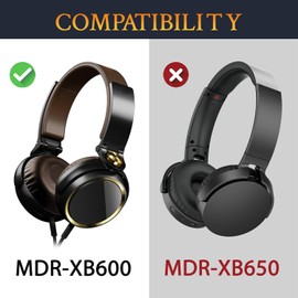 SOULWIT Protein Leather Headband for Sony MDR-XB600 Extra Bass Headphones (Not Suitable for MDR-XB650), Replacement Headband Repair Part