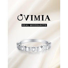 OVIMIA Heart Moissanite Wedding Bands for Women, Half Eternity Ring 925 Sterling Silver Stackable Ring Size 10