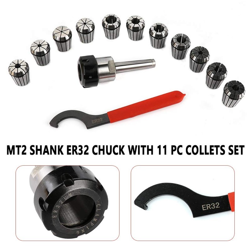 Precision MT2 Shank ER32 Chuck with 11 PC Spring Steel