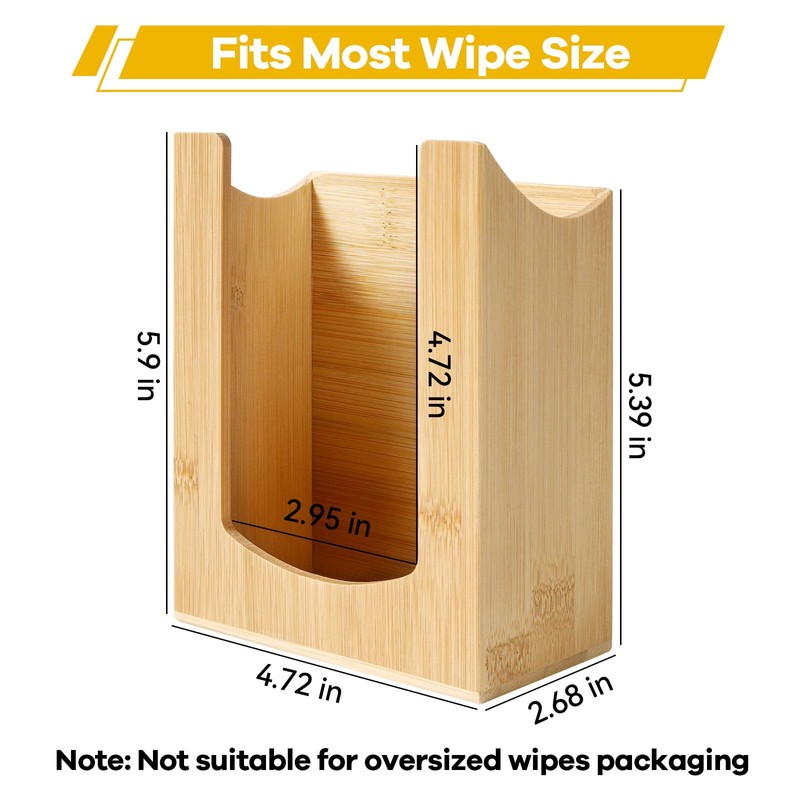CRAKTH Bamboo Wipes Dispenser Wall Mount, Wipe Box Holder for