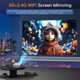 [6D/4P/4K] Projector with WiFi and Bluetooth, VISSPL 4K Supported Video Projector, Electric Keystone, Home Theater Movie Phone Projector Compatible with Android/iOS/Windows/TV Stick/HDMI/USB