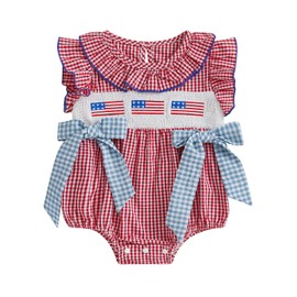 citgeett My First 4th of July Baby Girl Outfit American Flag Romper Onesie Infant Newborn Girl Outfits Clothes Summer (my 1st 4th of july outfit, 0-3 Months)