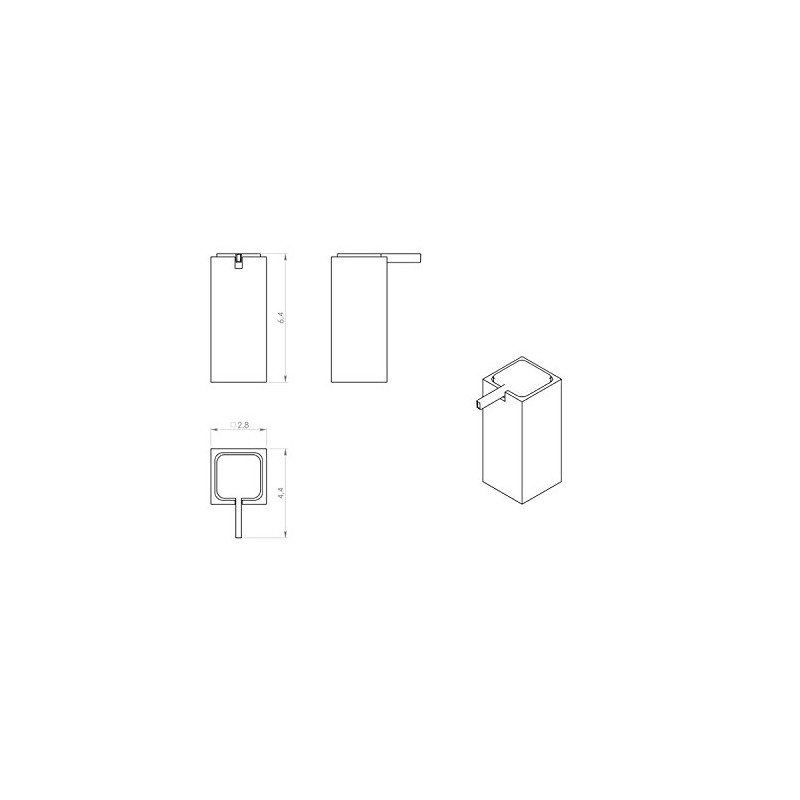 Gedy RA80-14 Rainbow Square Countertop Soap Dispenser, Black