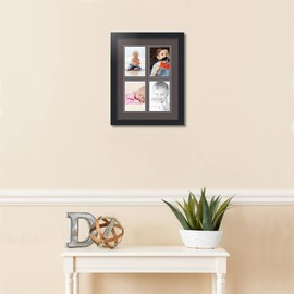 ArtToFrames Collage Photo Frame Double Mat with 2 - 4x5 Openings and Satin Black Frame