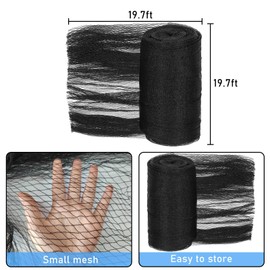 19.7 Feet Round Leaf Net Cover for Above Ground Pool, Winter Cover Mesh Cover with 12 Pcs Large Metal Clips，Pool Safety Net Fits 18FT Above Ground Pools, Keeps Leaves Out of Your Pool （Black）