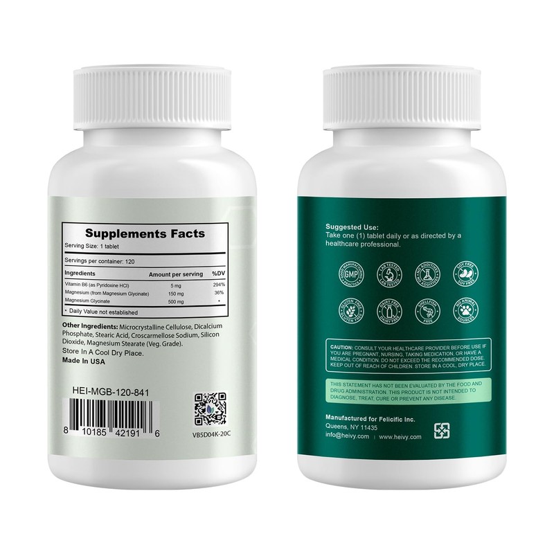 Heivy Magnesium GLYCINATE with B6 120 ct