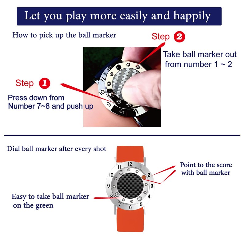 E TRUEE Golf Ball Marker Stroke Score Counter Bracelet with
