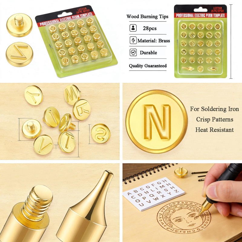 Wood Burning Tips Letters Set, Alphabet Template Branding tip for