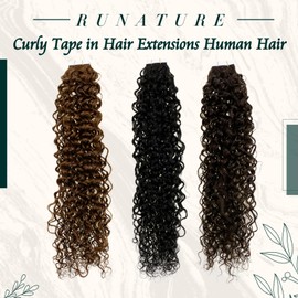 RUNATURE Tape Extensions Echthaar Locken Braun Menschliches Haar 55cm 20pcs Unsichtbare 50g #2-NW