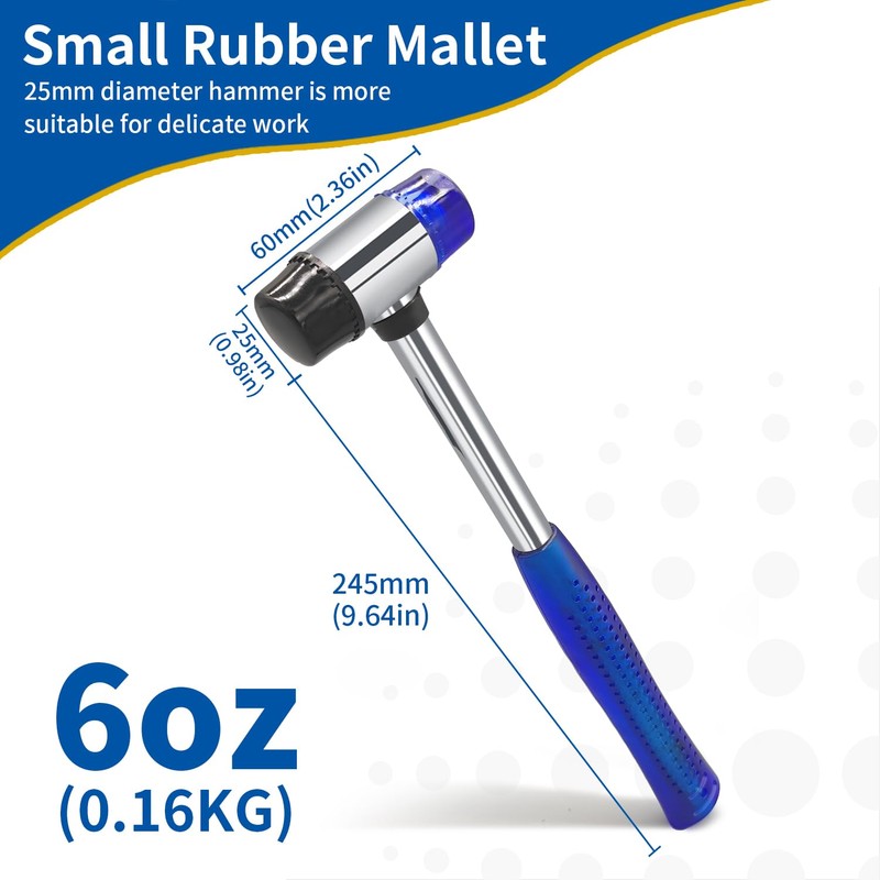 KAIHAOWIN 1.0 inch (25 mm) Rubber Hammer, Plastic Hammer, Combination