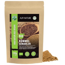 Alpi Nature Organic Caraway Seeds Ground 500g 1.1 lb, Ground Seeds, Caraway Powder for Cooking