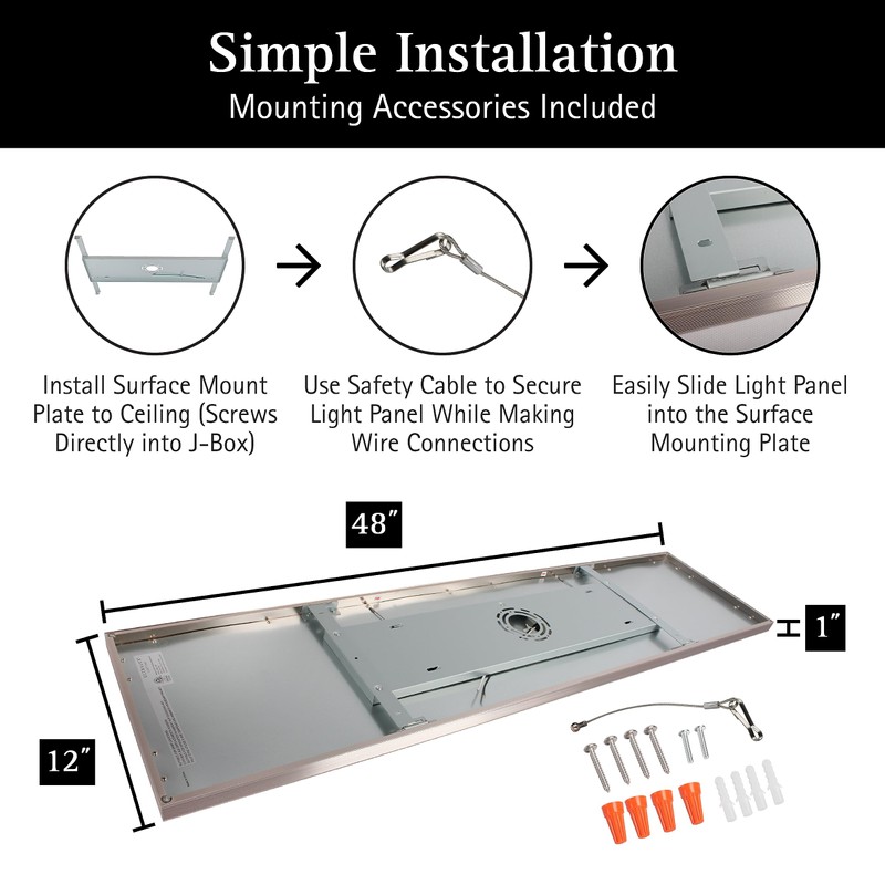 Ultralux 1x4 ft Surface Mount Ceiling Light Panel – Slim,
