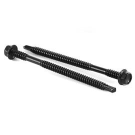 #12 x 4" Sheet Metal Screws 100PCS 410 Stainless Steel Hex Washer Head Tek Screws Fast Self Tapping Screws Black Oxide by SG TZH