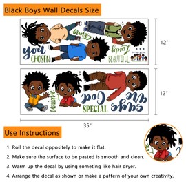 Yovkky Black Boys God Says You are Inspirational Wall Decals Stickers, Religious African American Positive Nursery Decor, Home Baby Kids Room Decorations Motivational Afro Bedroom Playroom Art Gift