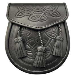 Scottish Leather sporran Highland Celtic wallet with tassles