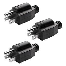 Electrical Replacement Plugs End Extension Cord125V 15A 2Pole 3Wire 2 Pole Male Straight Blade Plug Ground Neutral Generator Plug,3 Prong Power Cord 3 Pack